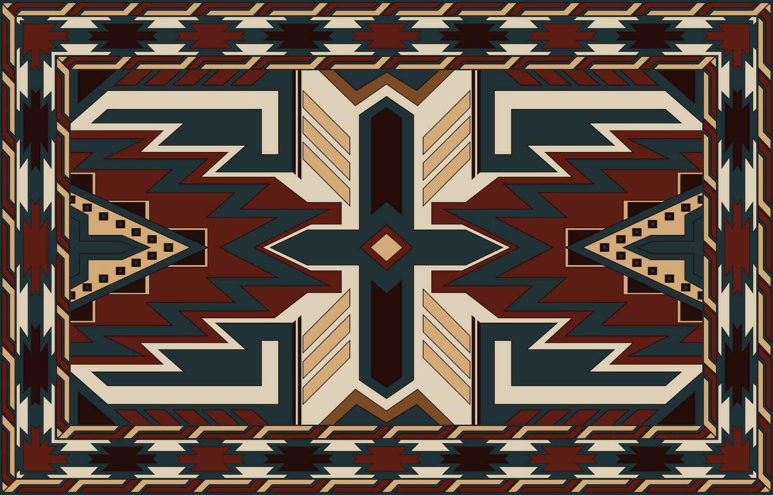 Navajo Rug Aztec tribal carpet for home interior decoration vector