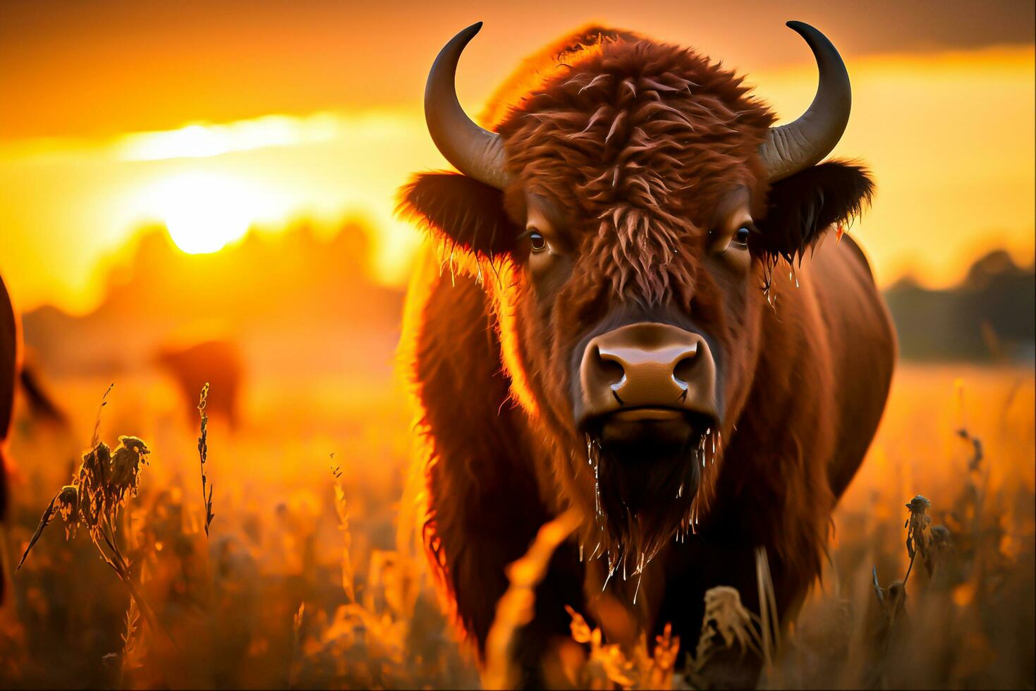 bisonte poderoso símbolos de de la naturaleza majestad, generativo ai foto