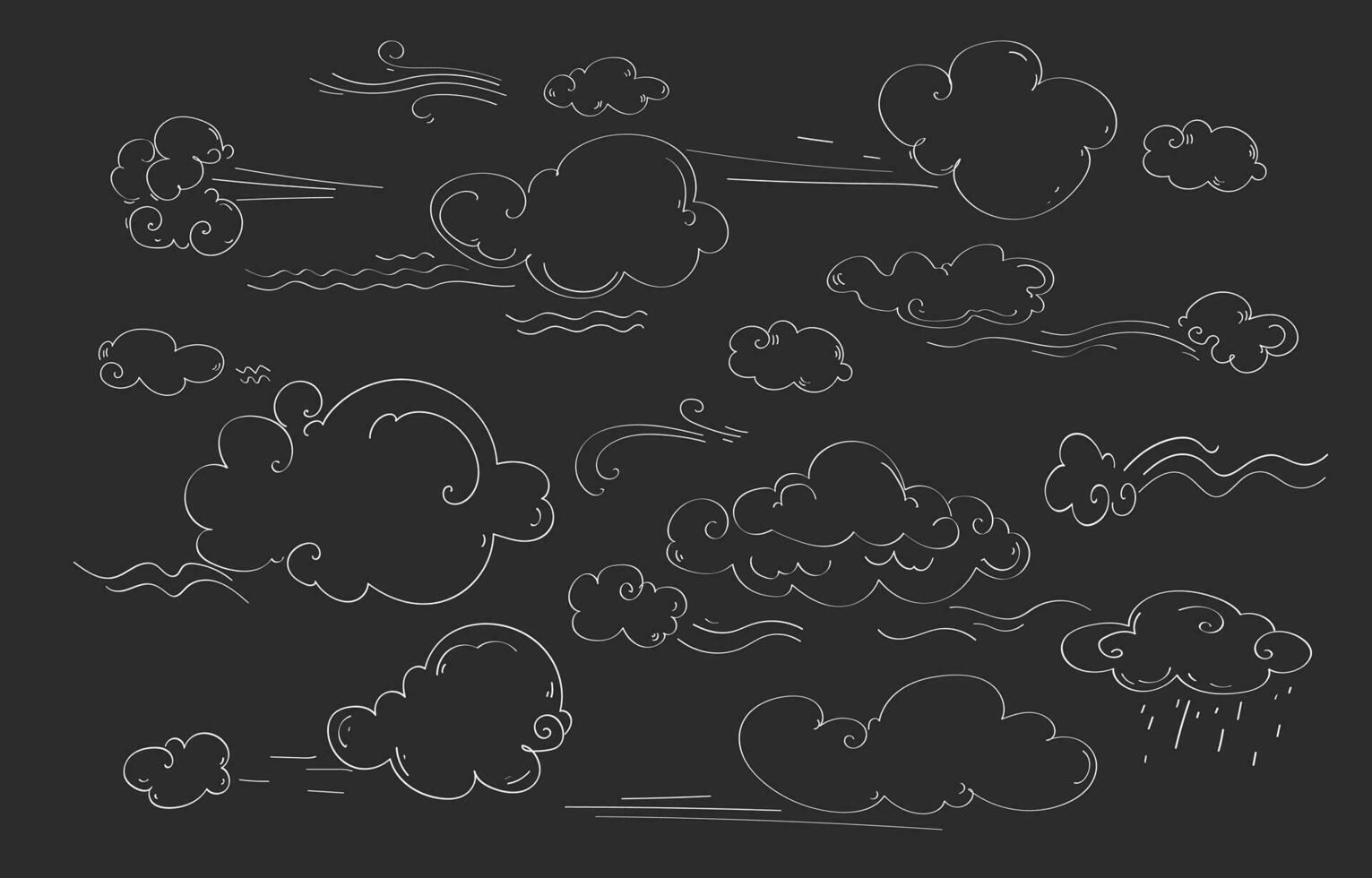 Doodle sketch style cloud set. vector