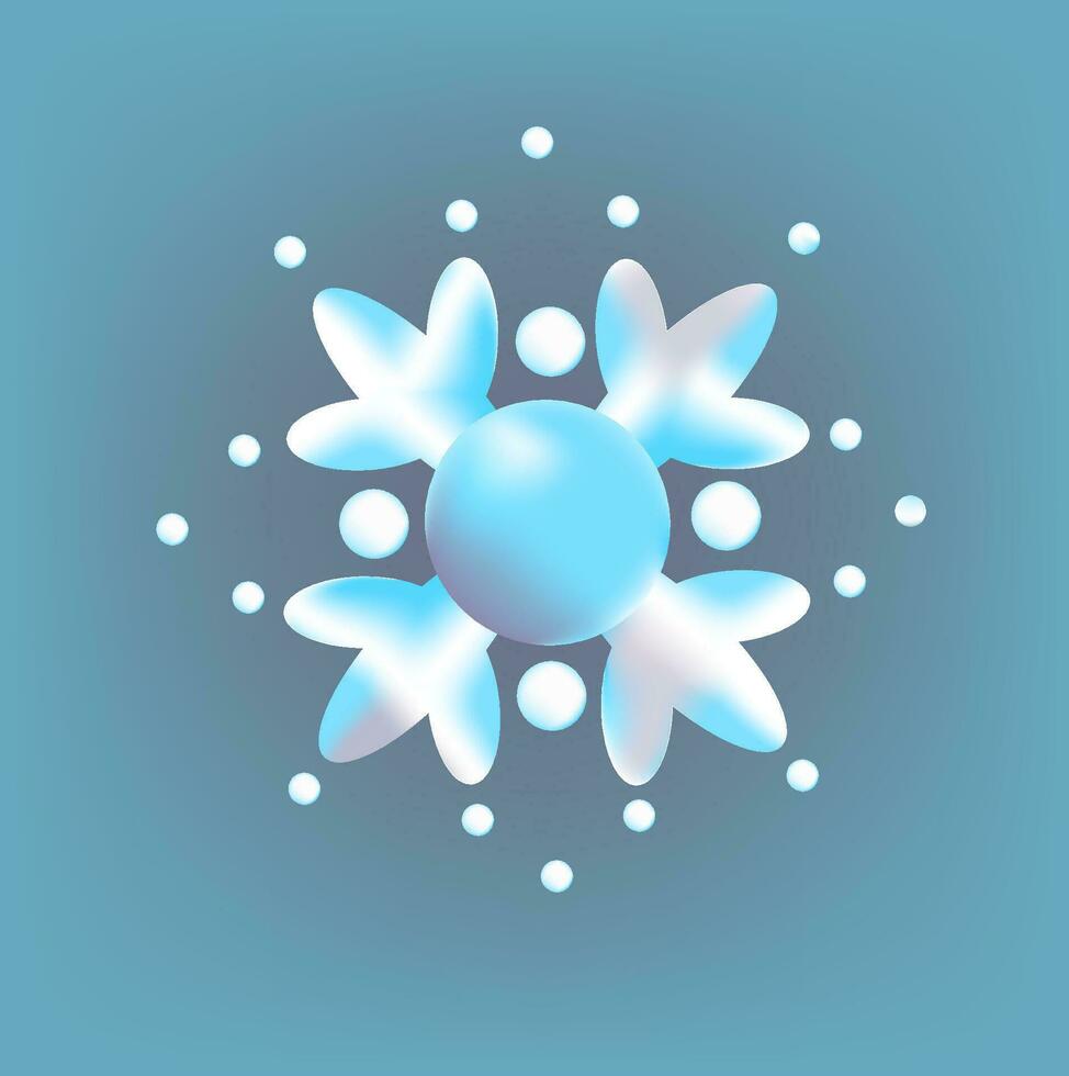3d vector bue snowflake icon.