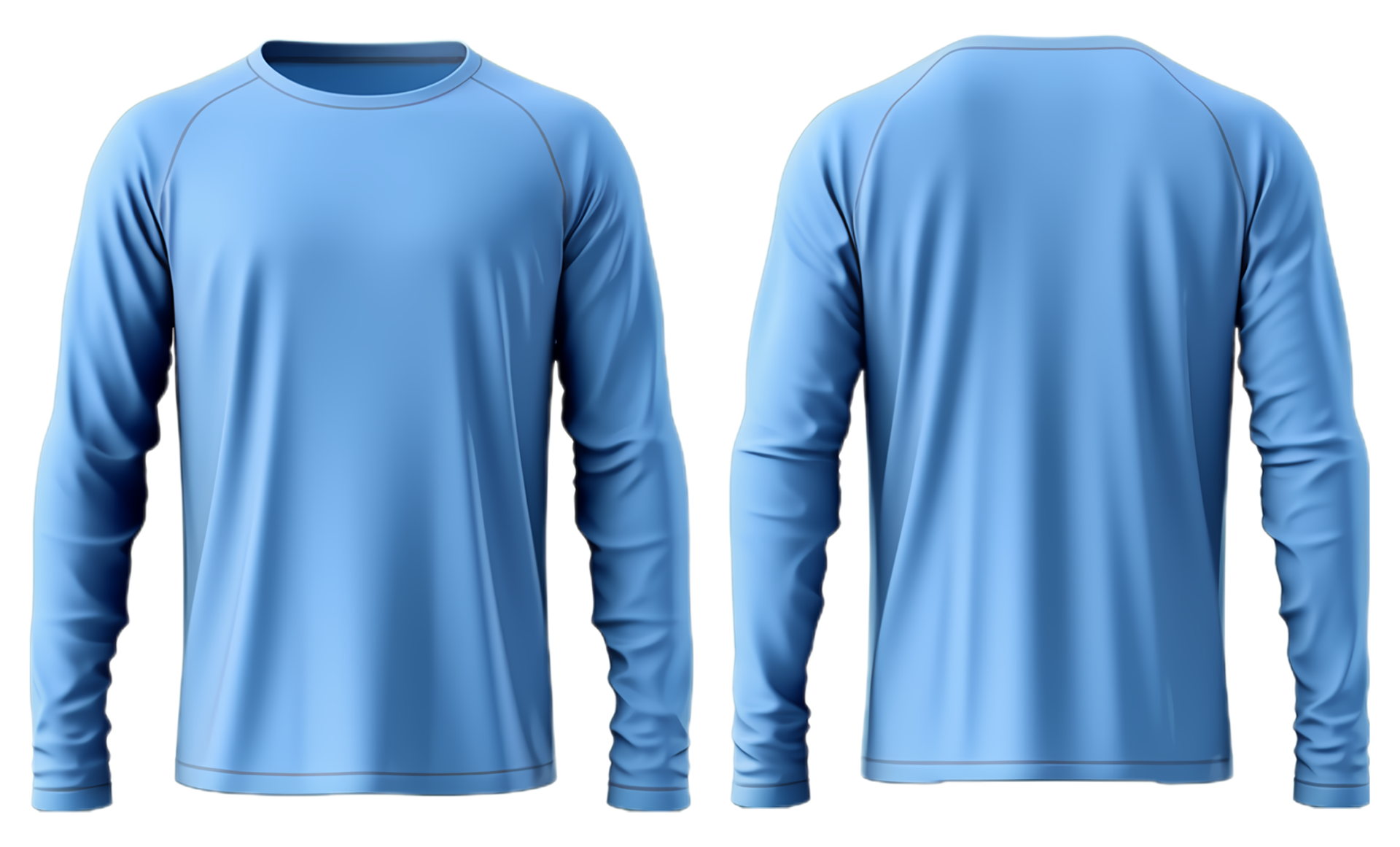 Plain light blue long sleeve t-shirt. front and back view. generative ...