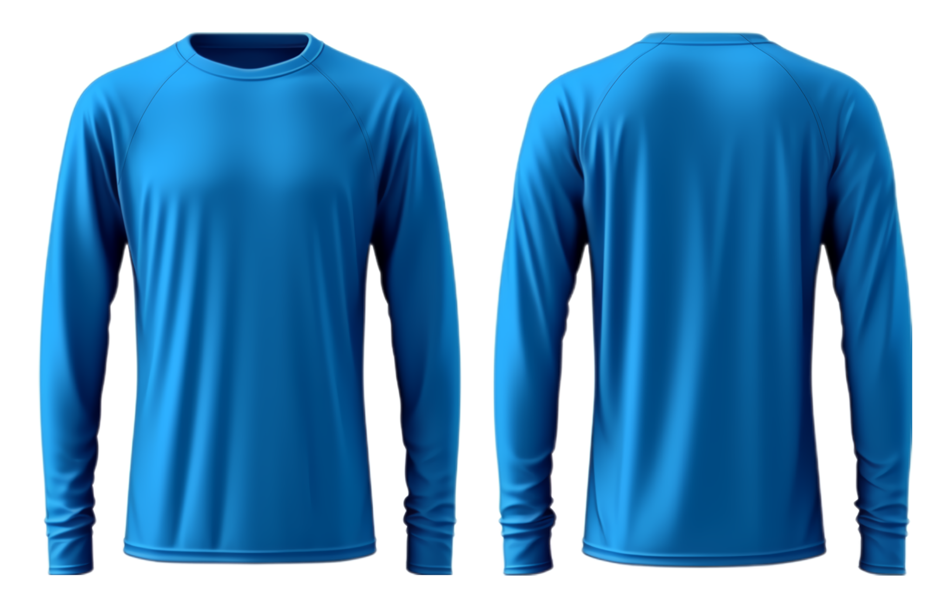 Plain blue long sleeve t-shirt. front and back view. generative ai ...