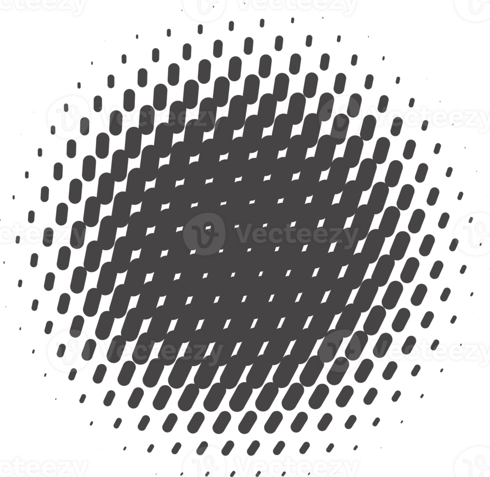 Circle dots with halftone pattern. Round gradient background. Element with gradation points texture. Abstract geometric shape. png