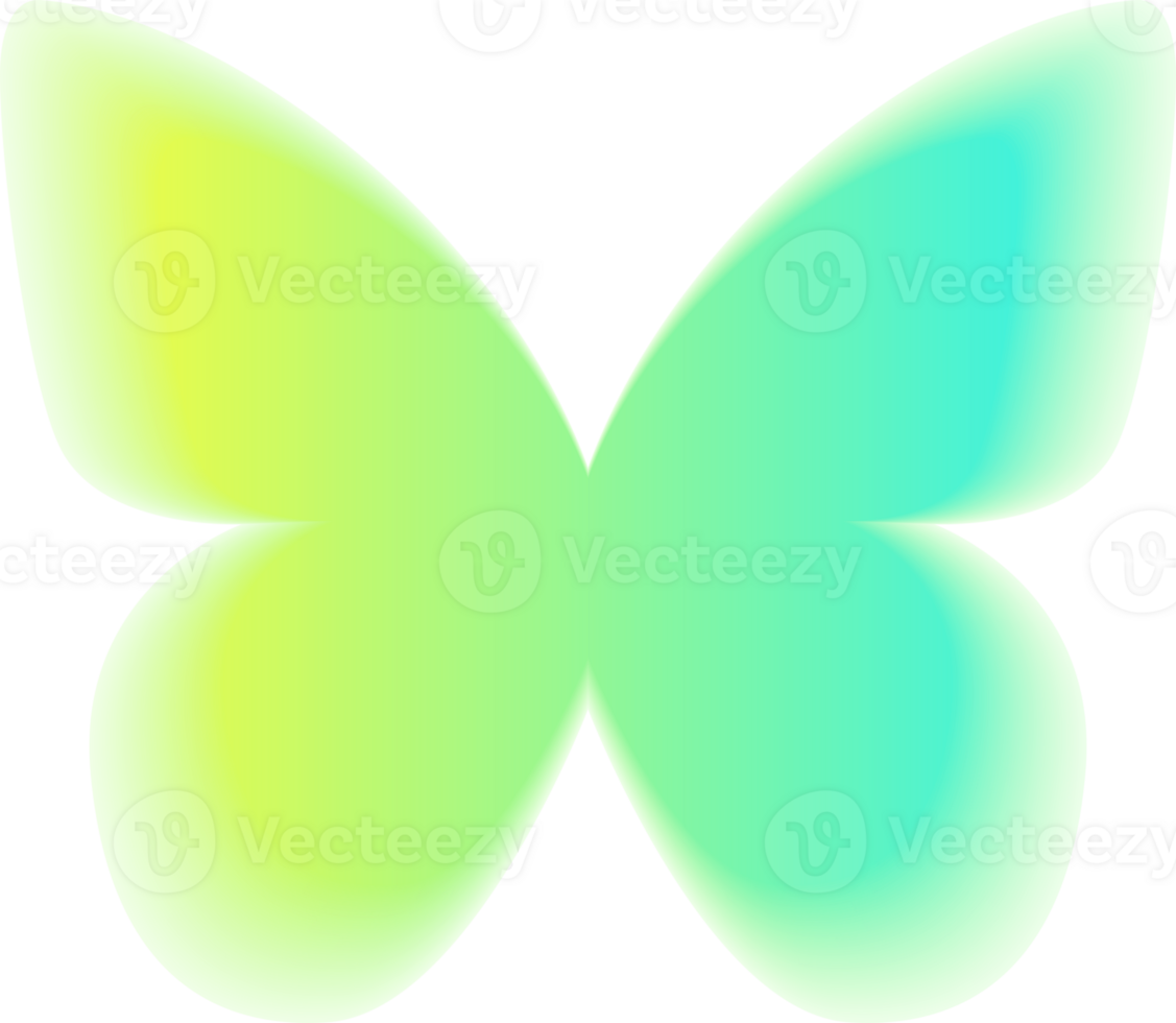 Y2k gradient butterfly. Holographic soft aura. Blurred aesthetic shape. png