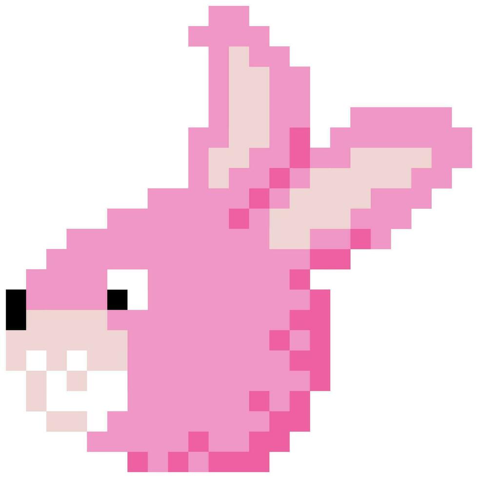 Rabbit cartoon icon in pixel style vector