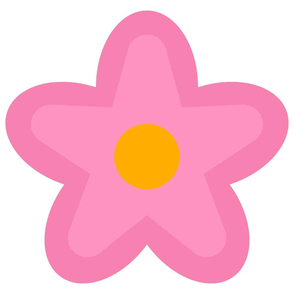 rosado flor icono con cinco pétalos vector