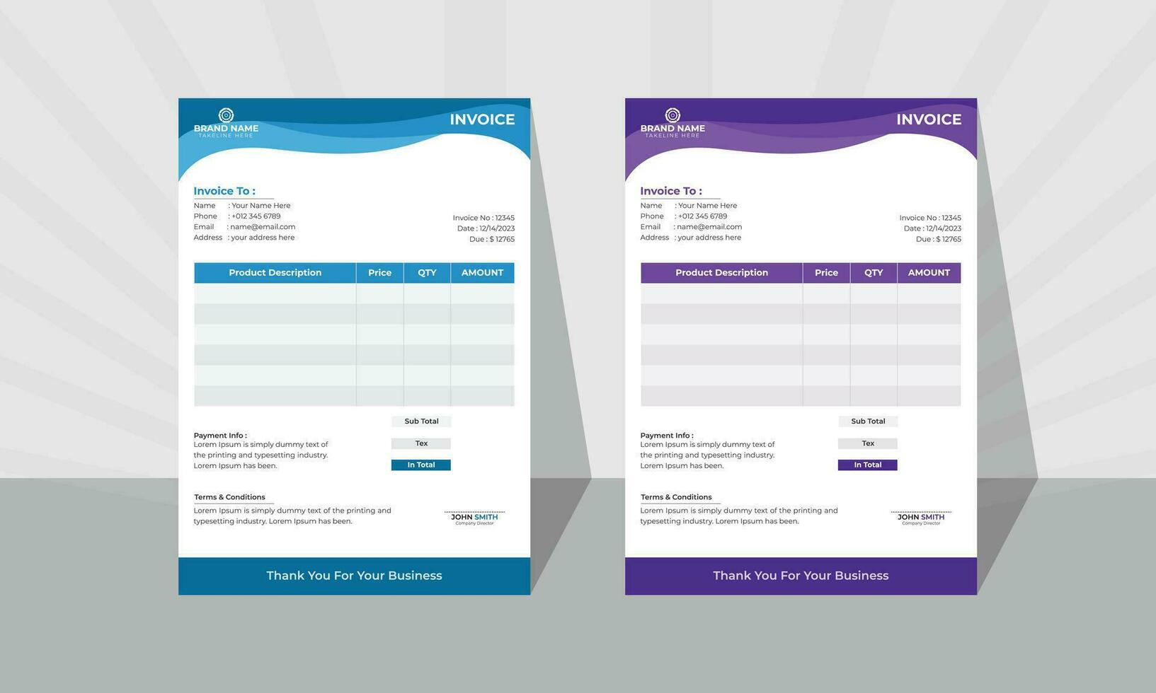 simple Modern invoices Design vector