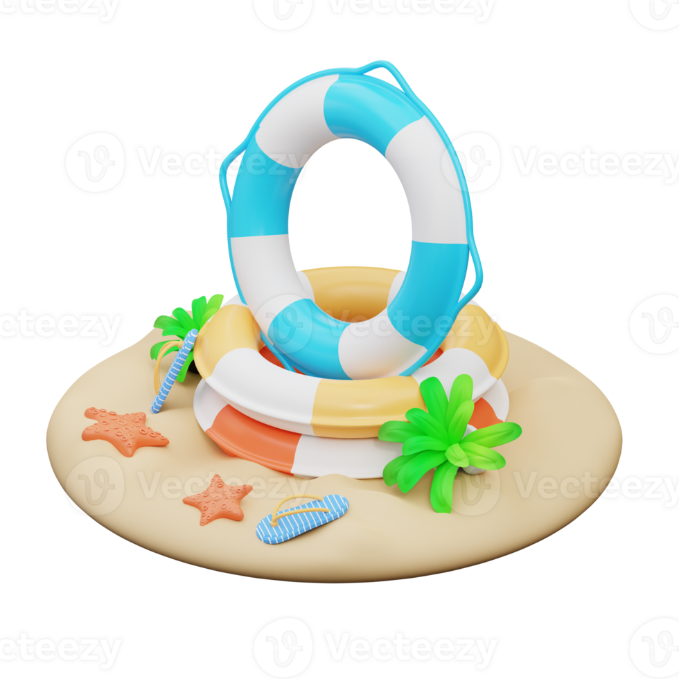 3D illustration of life buoy png