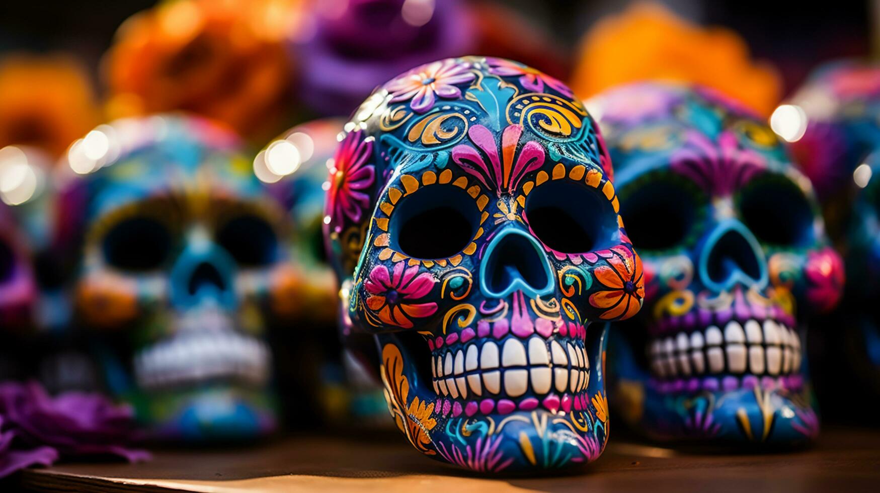 Time Honored Day of the Dead Festivities, Generative Ai photo