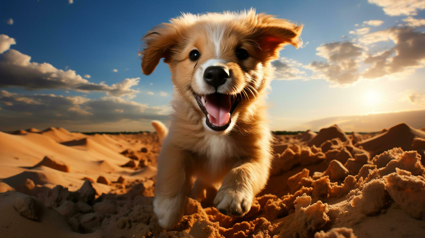 Joyful Puppy Playtime Cute Puppies Having Fun in Lively Interaction, Generative Ai photo