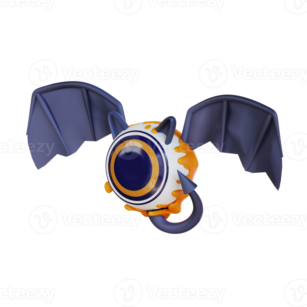 3d illustration of Halloweens winged eyes png
