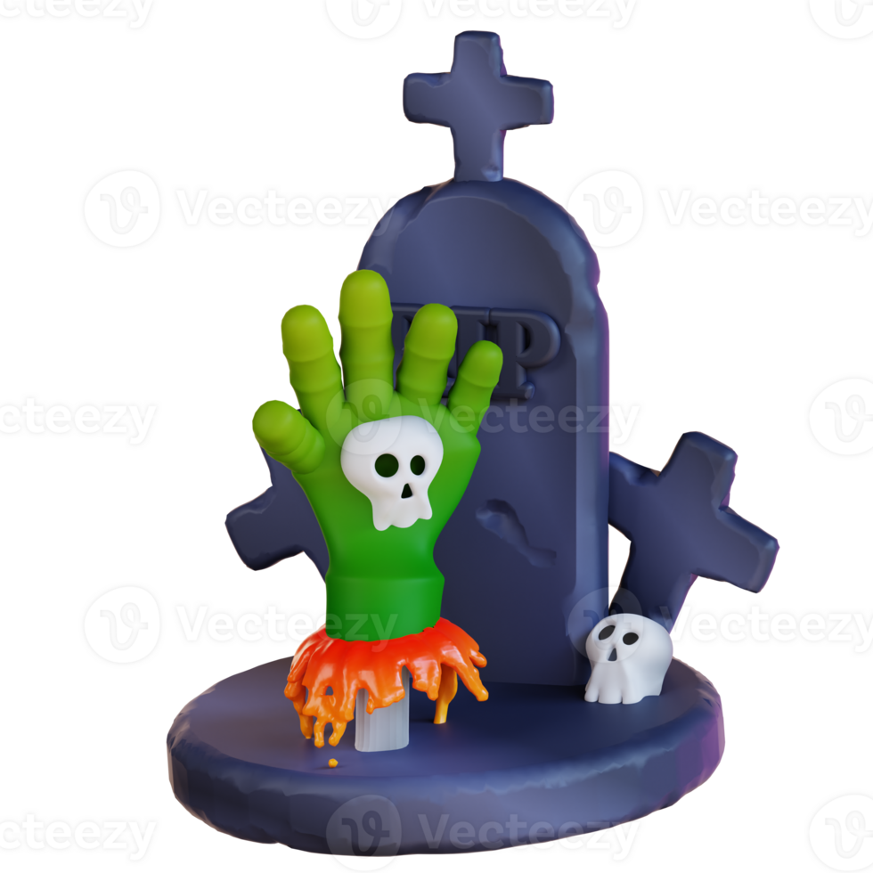 3d illustration of zombies hand and cemetery png