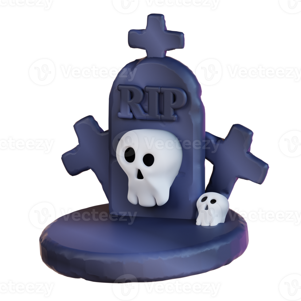3d illustration of skull and grave png