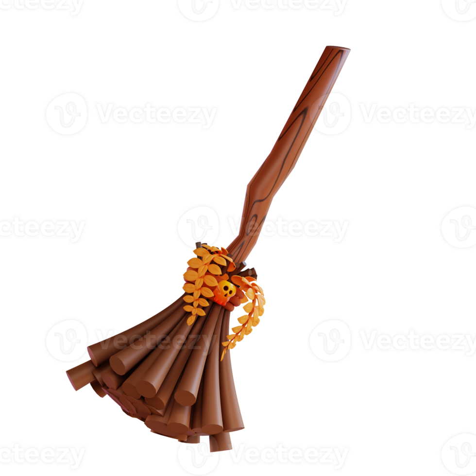 3d illustration of a witch's broomstick png