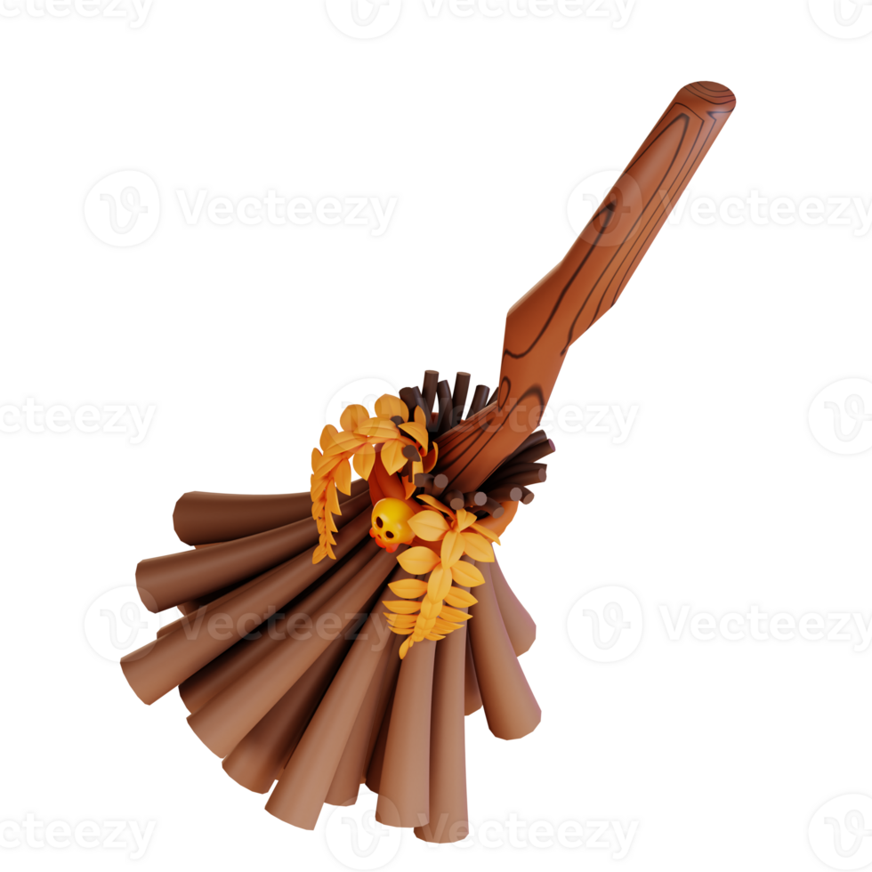 3d illustration of a witch's broomstick png