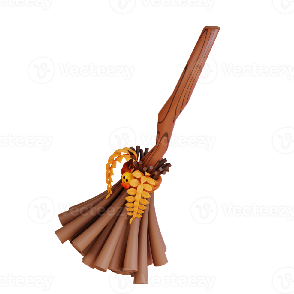3d illustration of a witch's broomstick png