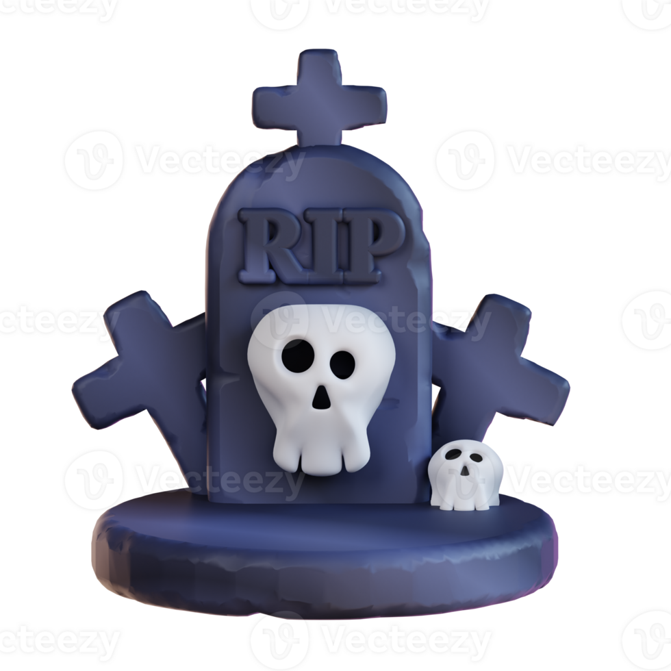 3d illustration of skull and grave png