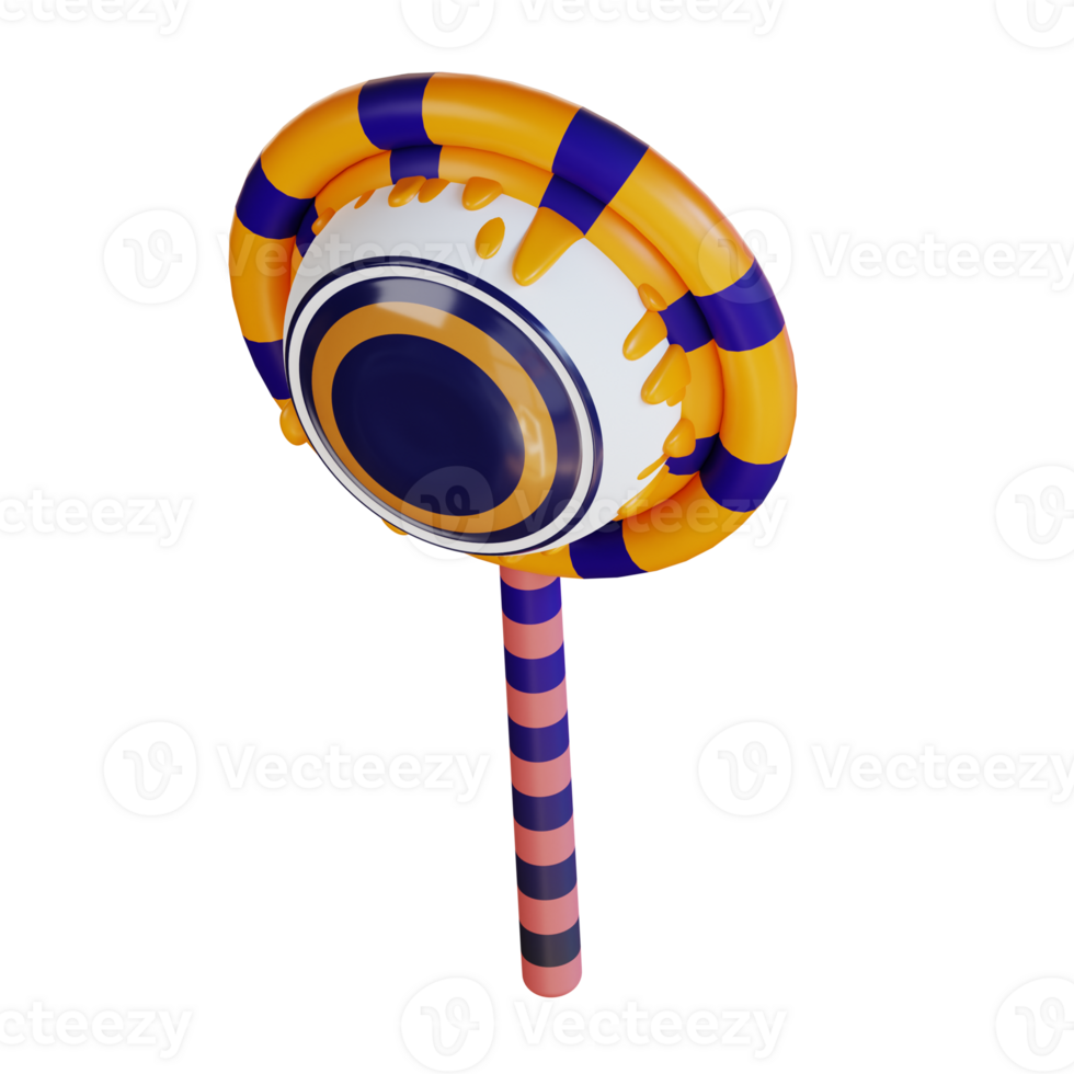 3d illustration of Halloweens eye lollipop png