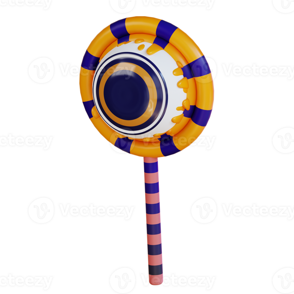 3d illustration of Halloweens eye lollipop png