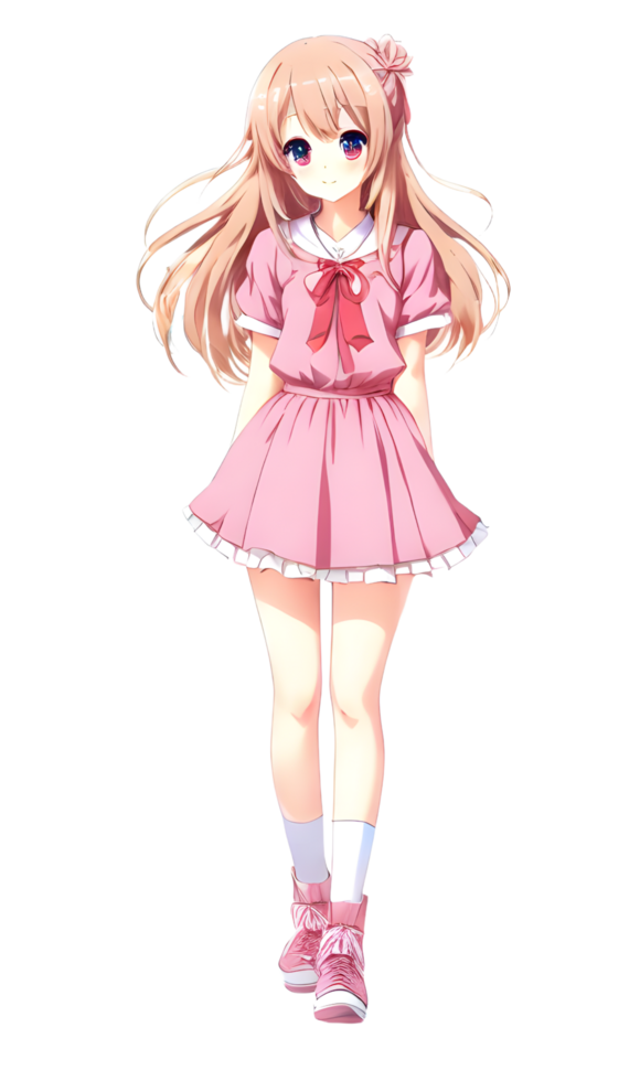 Anime Mädchen Schneiden Aufkleber png transparent Hintergrund ai generativ