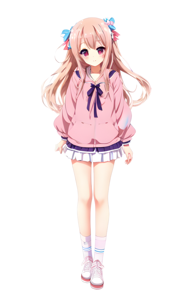Anime Girls Cutting Sticker PNG Transparent Background Ai Generative