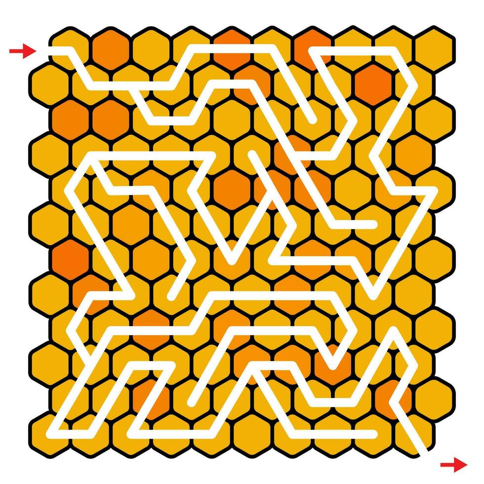 Honeycomb Maze Game for kids, labyrinth puzzle vector illustration,hexagon shape.
