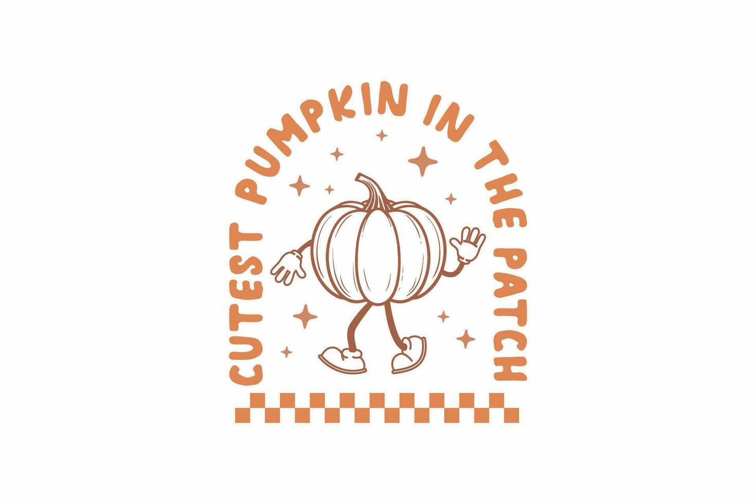 Cutest Pumpkin in The Patch Fall Pumpkin Mascot Typography T Shirt Design vector