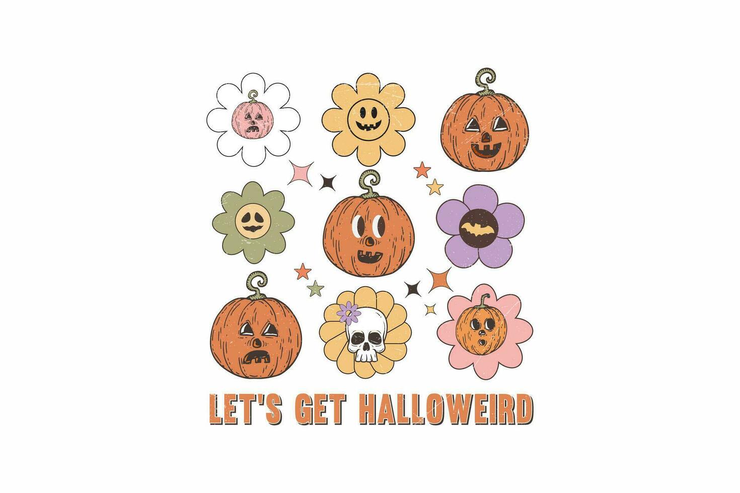 Let's Get Halloweird Retro Halloween T shirt design vector