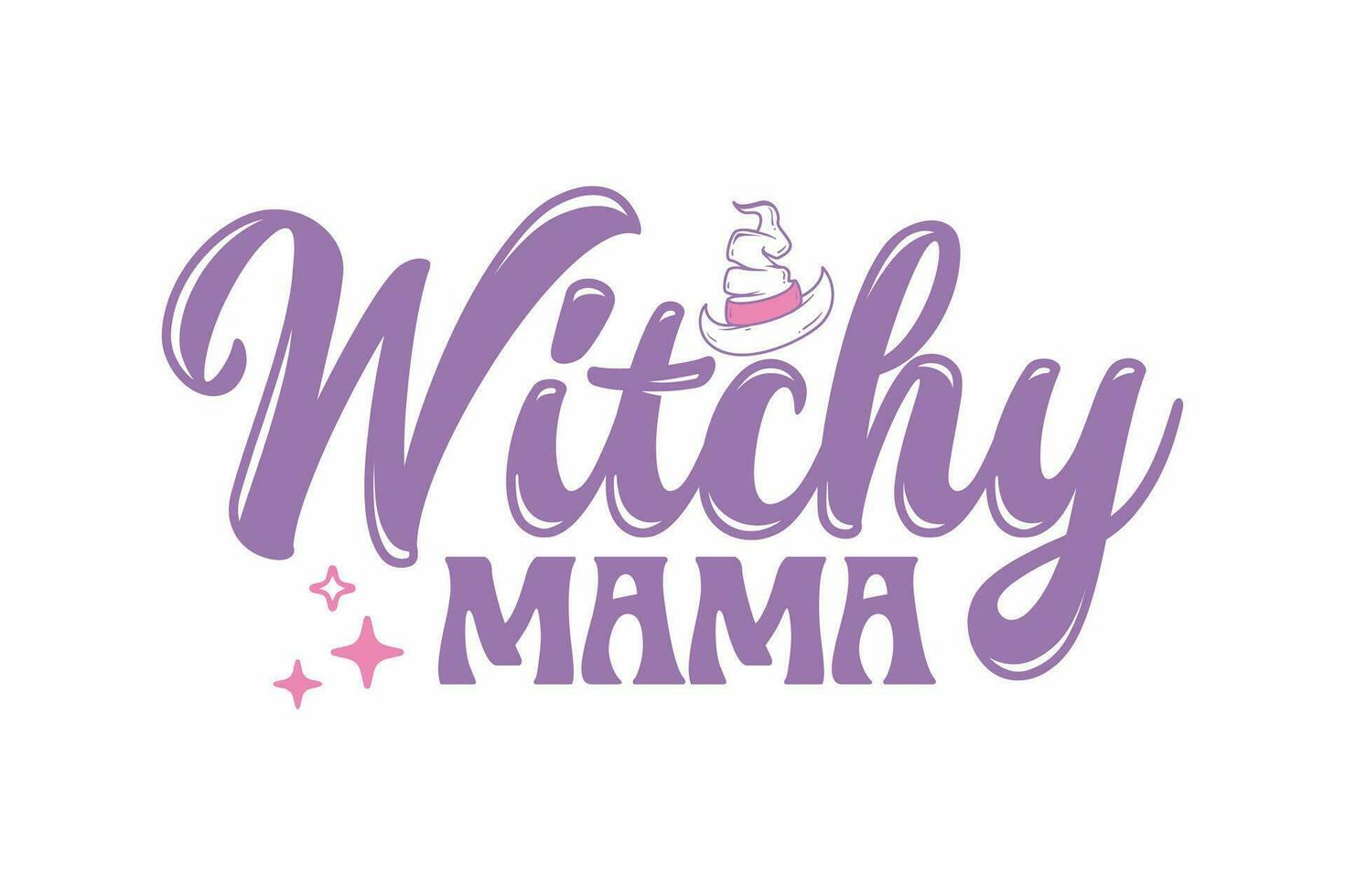 witchy Mama Typography Halloween T shirt design vector