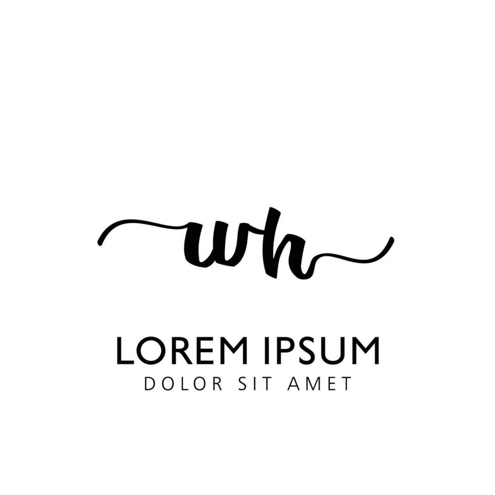 WH Initial Handwriting Template Design vector