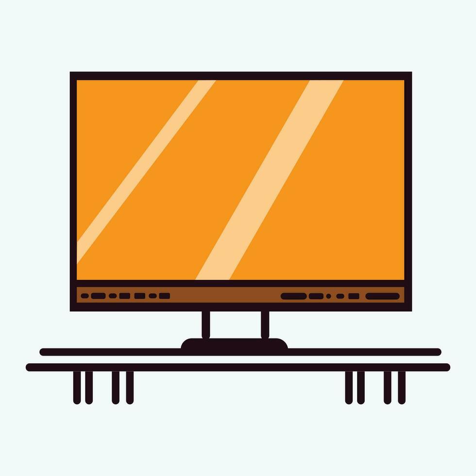 Vector illustration of a grated wood desk object with technology