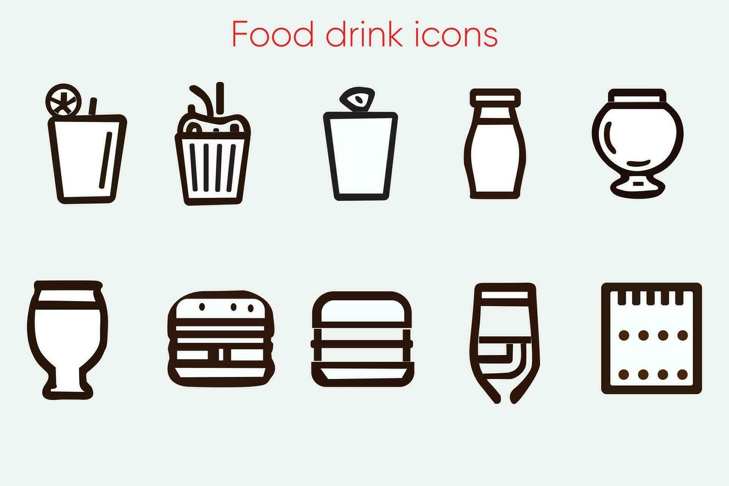 Set of food and beverage icons in vector format