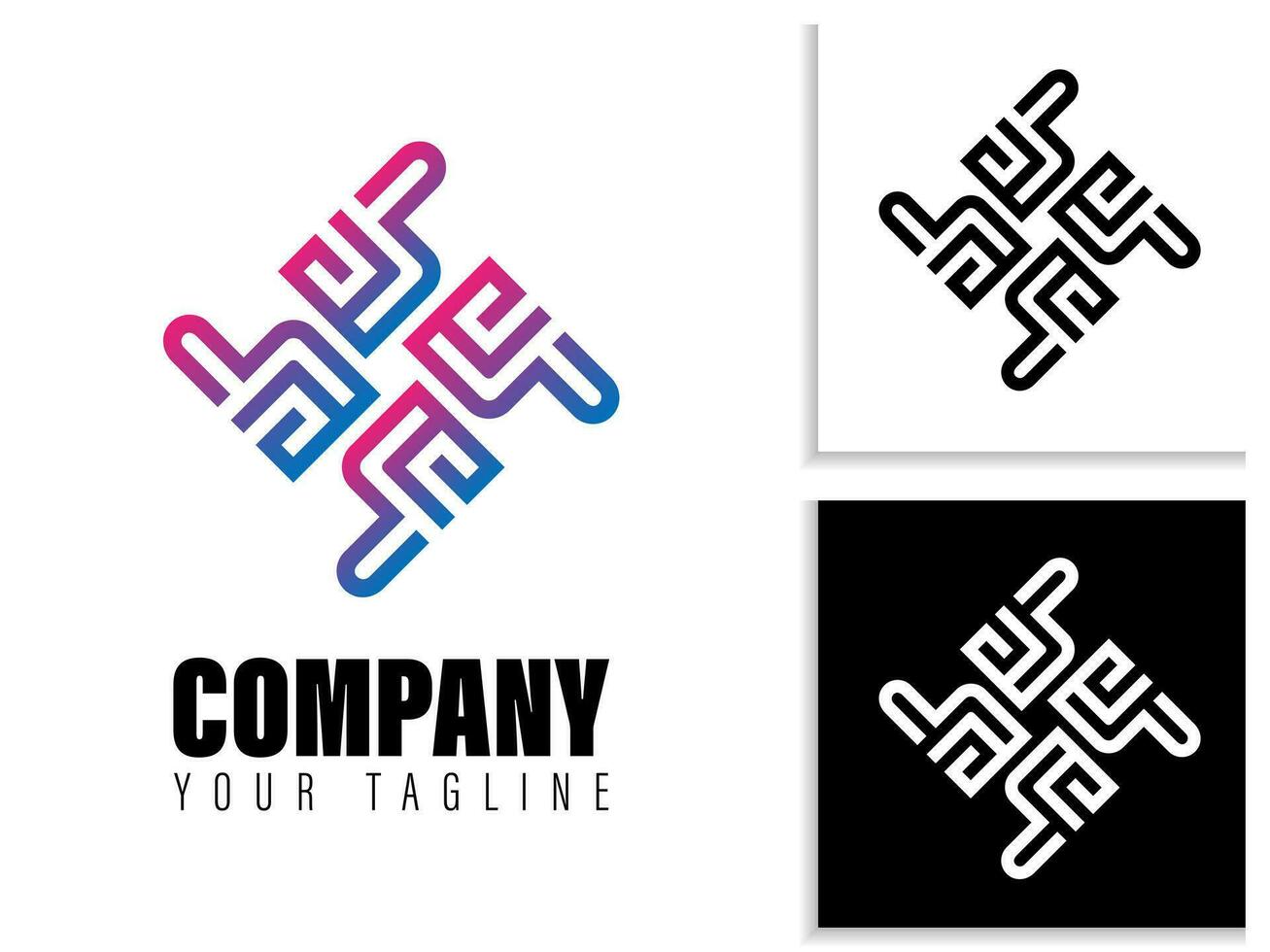 simple geometric logo design in gradient color vector