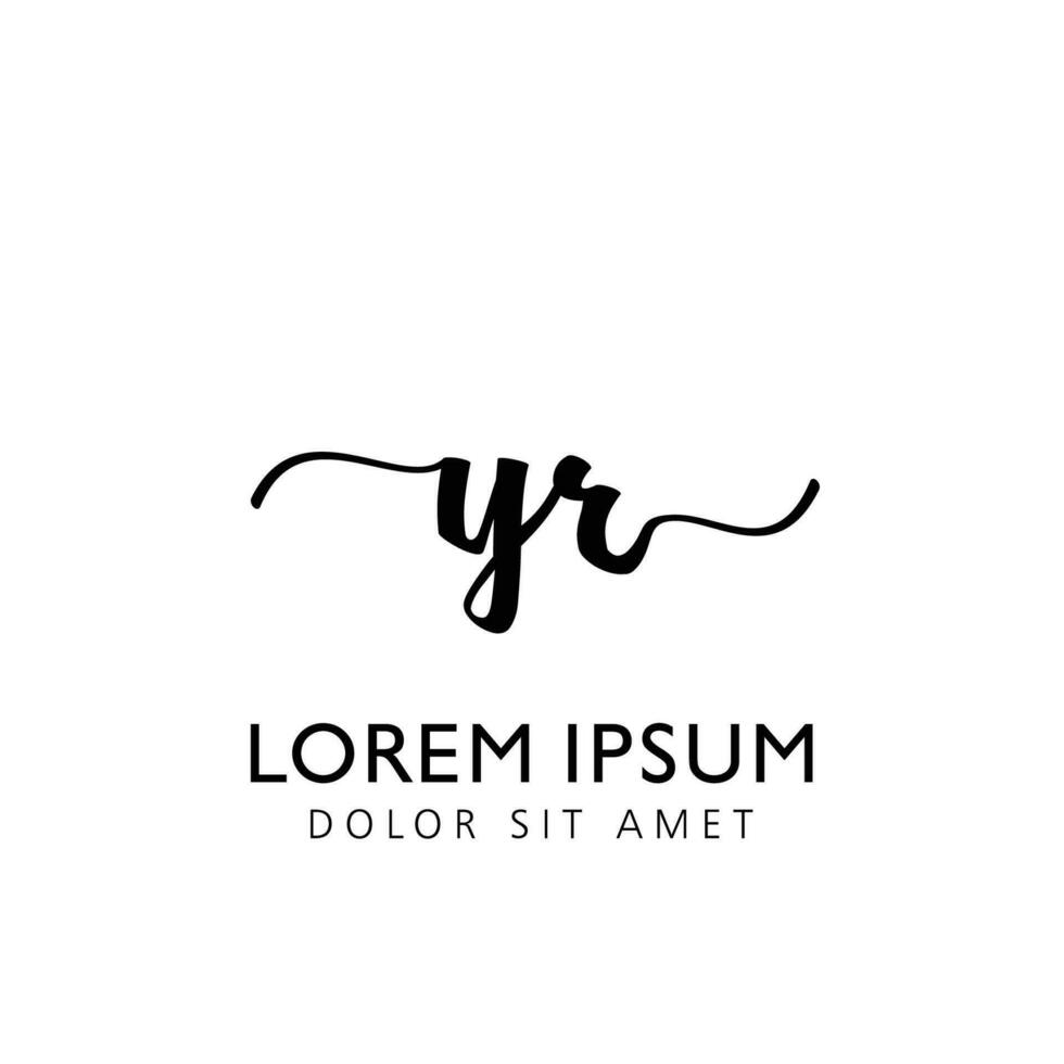 YR Initial Handwriting Template Design vector