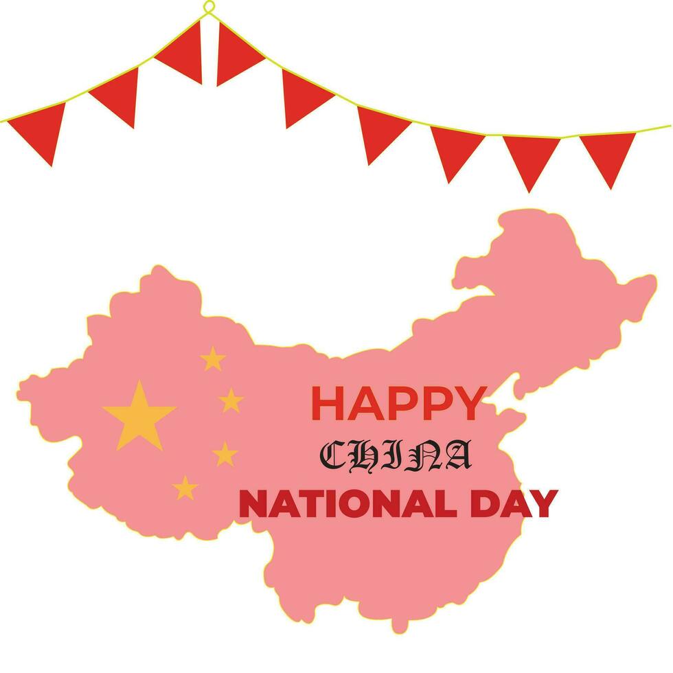 Vector illustration of People's republic of China national day, flag, greeting card and banner design