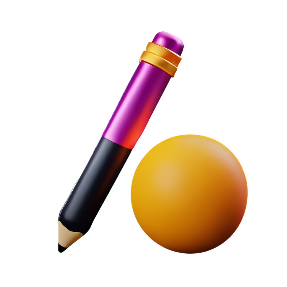 pencil 3d rendering icon illustration png