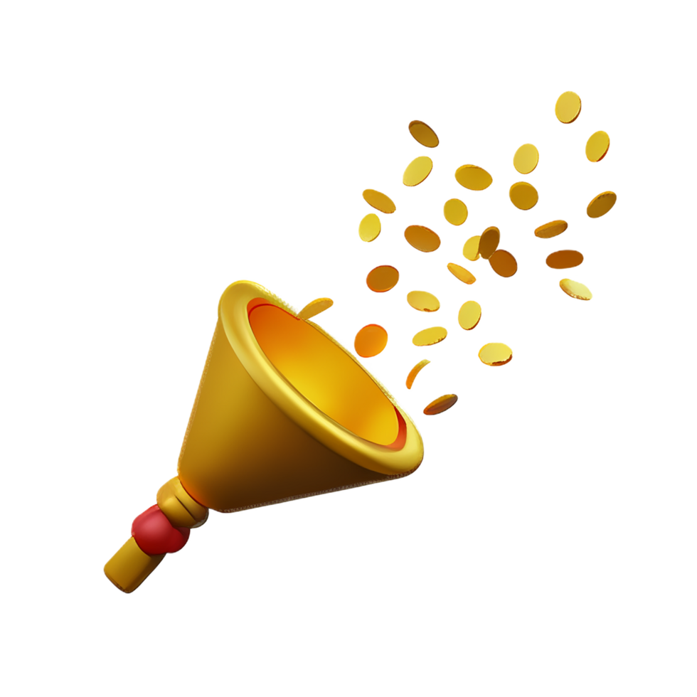 gold confetti 3d rendering icon illustration png