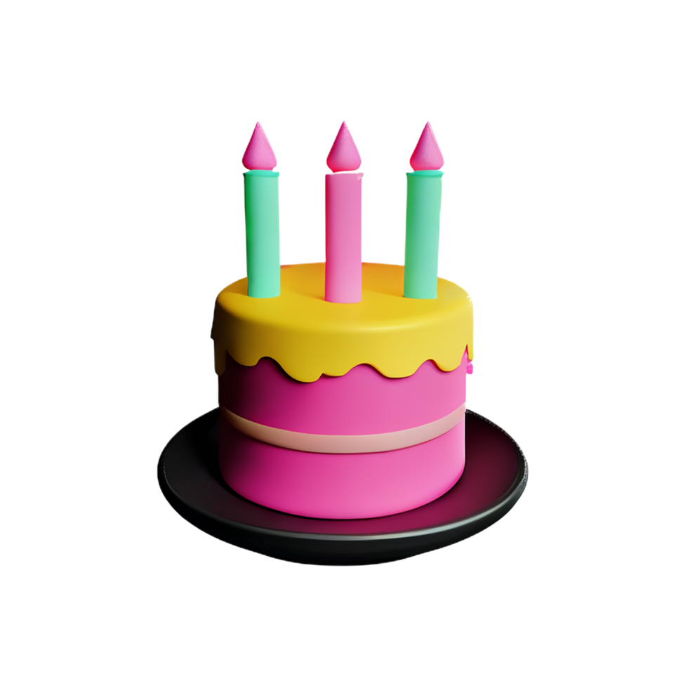 Birthday cake 3d rendering icon illustration png