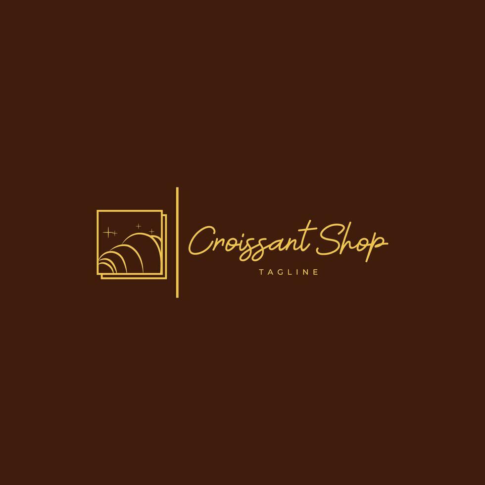 Modern minimalist croissant shop logo vector. croissant illustration with line art style. Vector illustration. Elegant logo