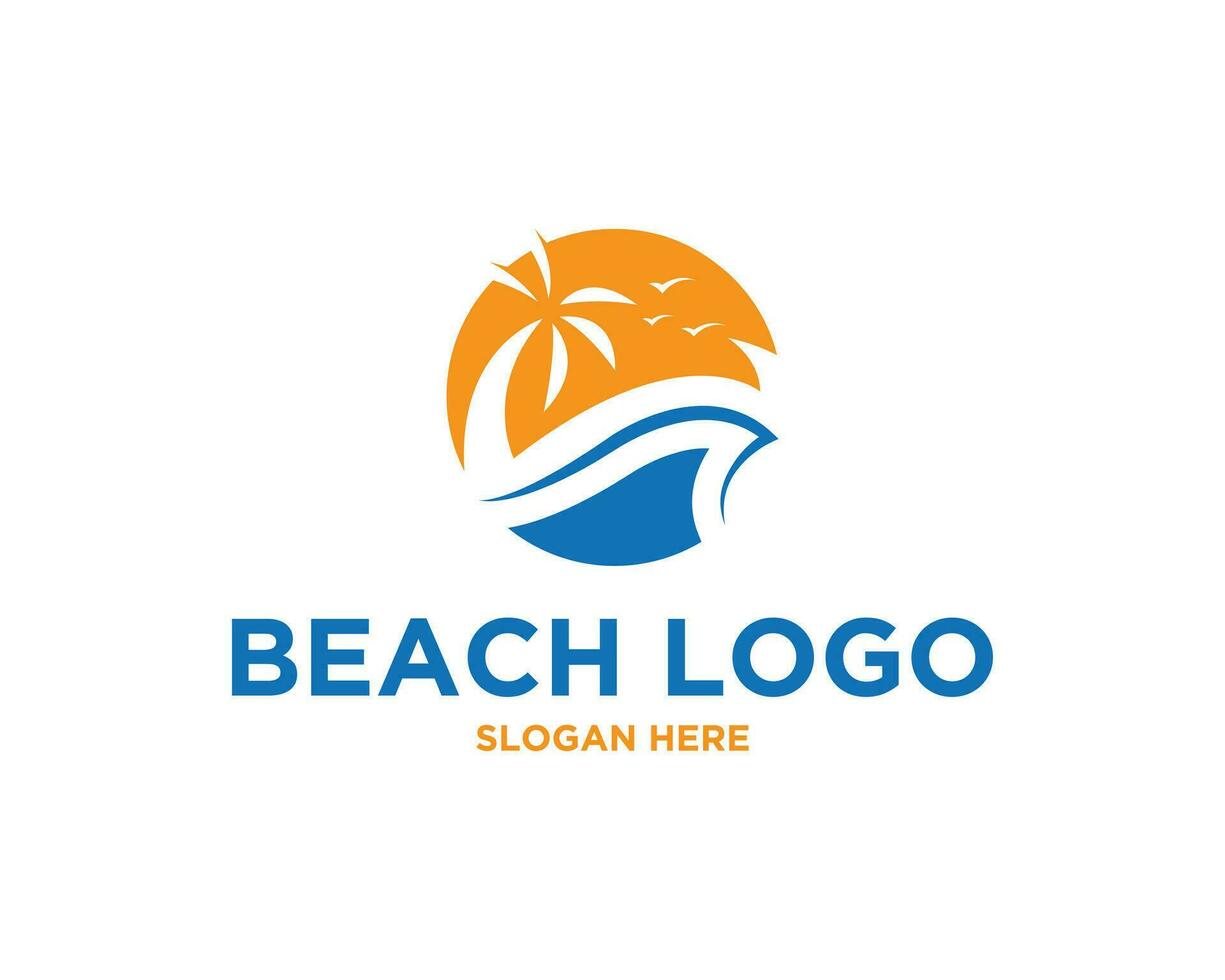 Beach logo design vector template.