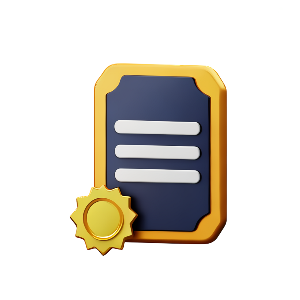 certificate 3d rendering icon illustration png