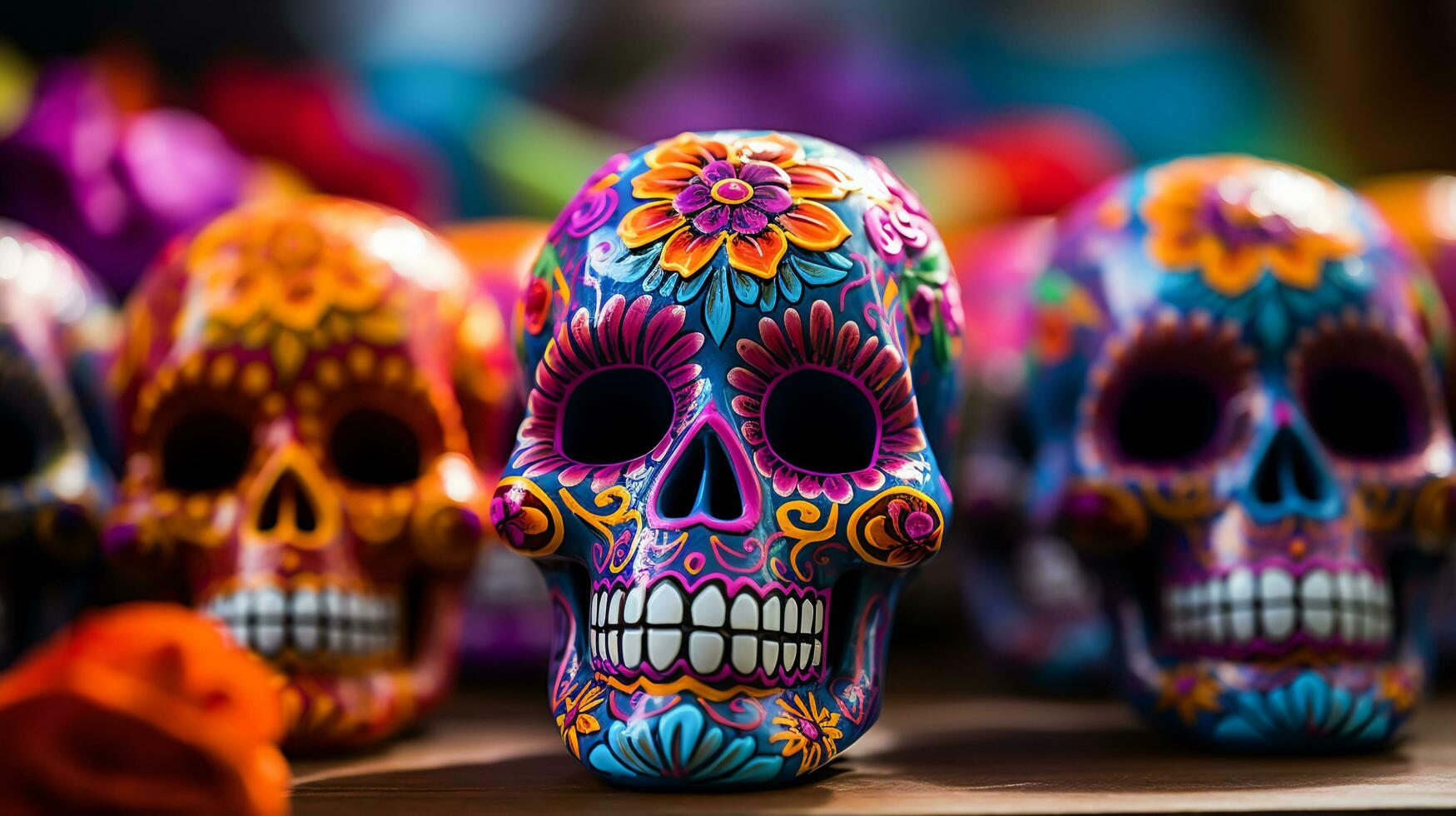 Time Honored Day of the Dead Festivities, Generative Ai photo