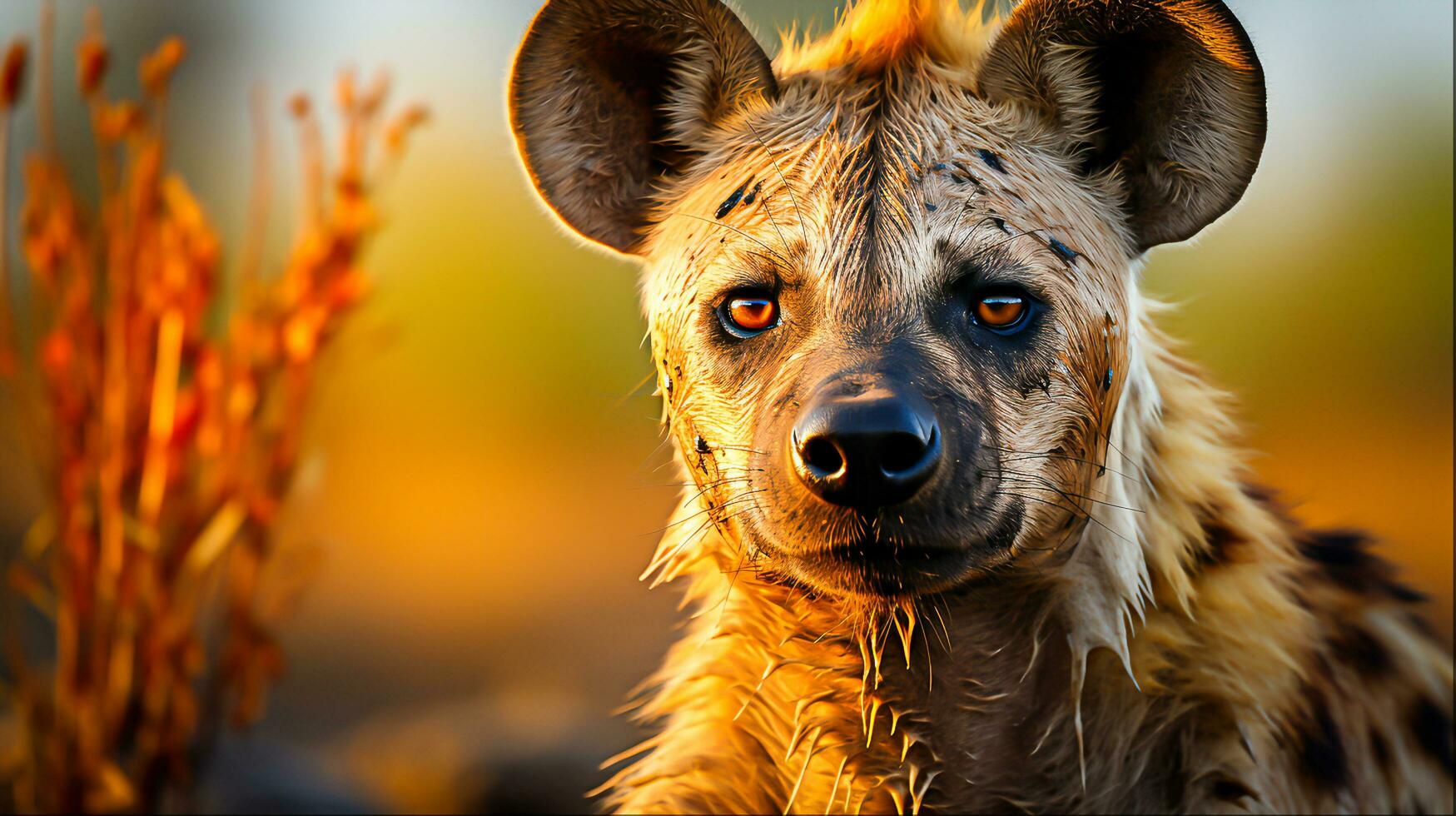 Hyena in the African Savannah, Generative Ai photo