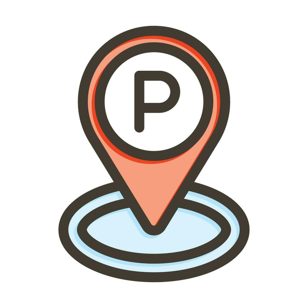 Parking Location Vector Thick Line Filled Colors Icon For Personal And Commercial Use.