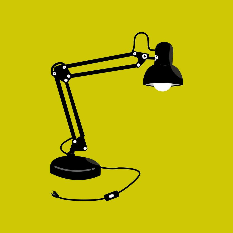 Table lamp on yellow background, vector illustration