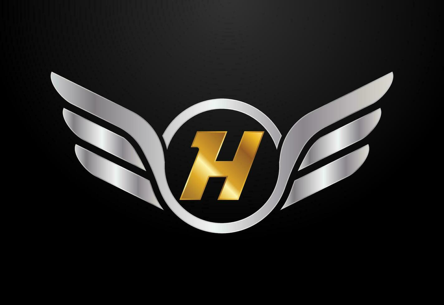 English alphabet H with wings logo design. Car and automotive vector logo concept