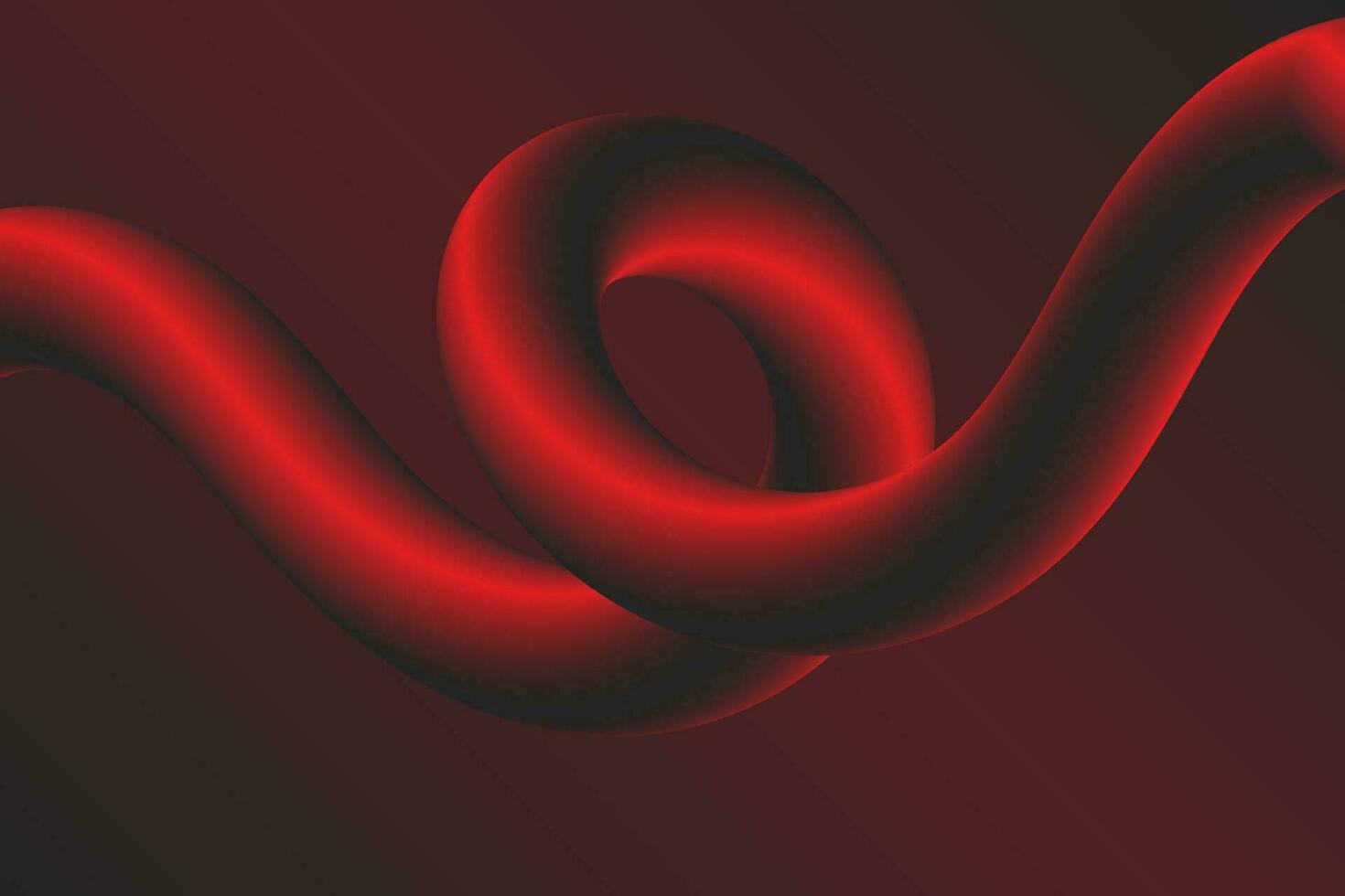 Abstract background with twisted liquid line shape. Fluid background with gradient black and red. Vector Illustration.