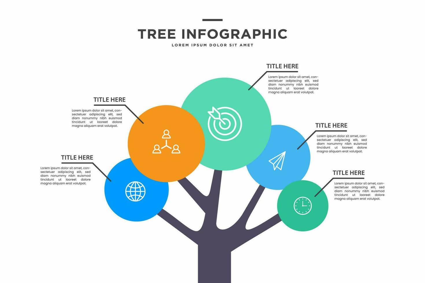 tree infographic, graph for steps to reach the goal, template vector eps 10.