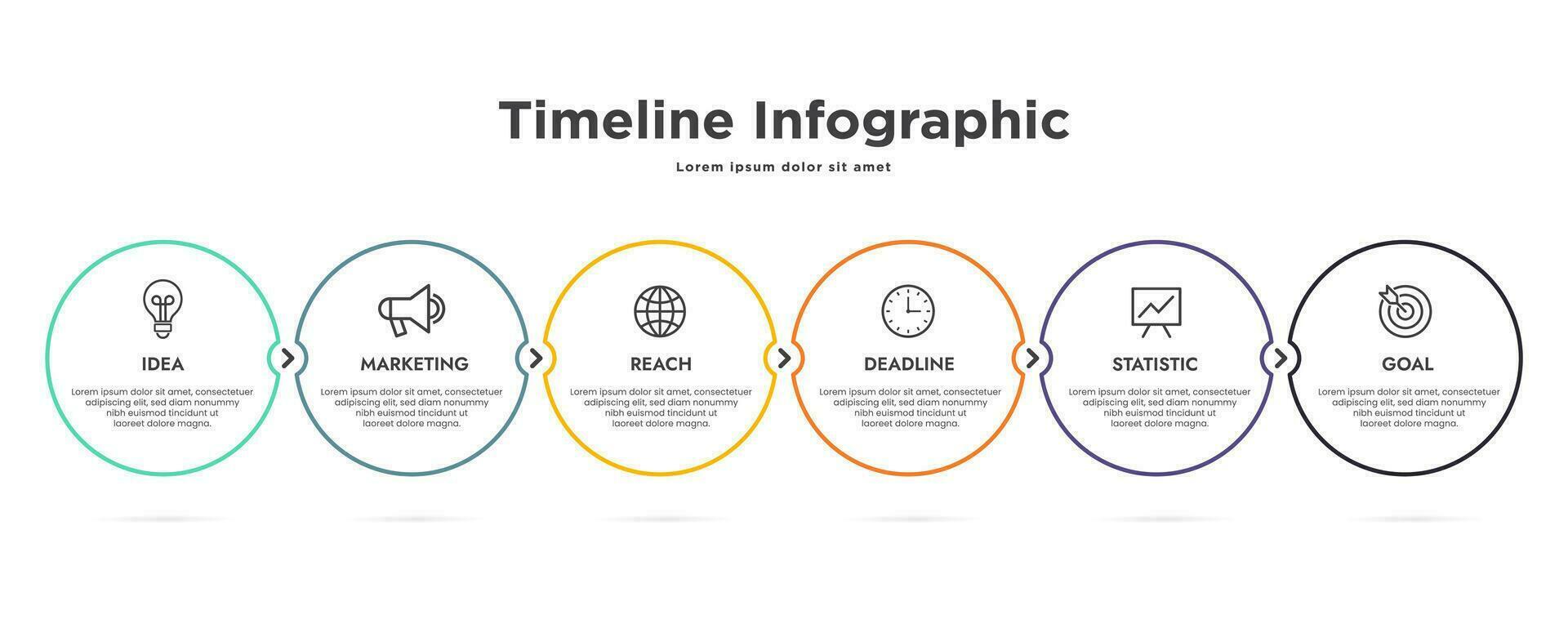 infographic template for business template. 6 options or steps whit thin line design. Vector illustration