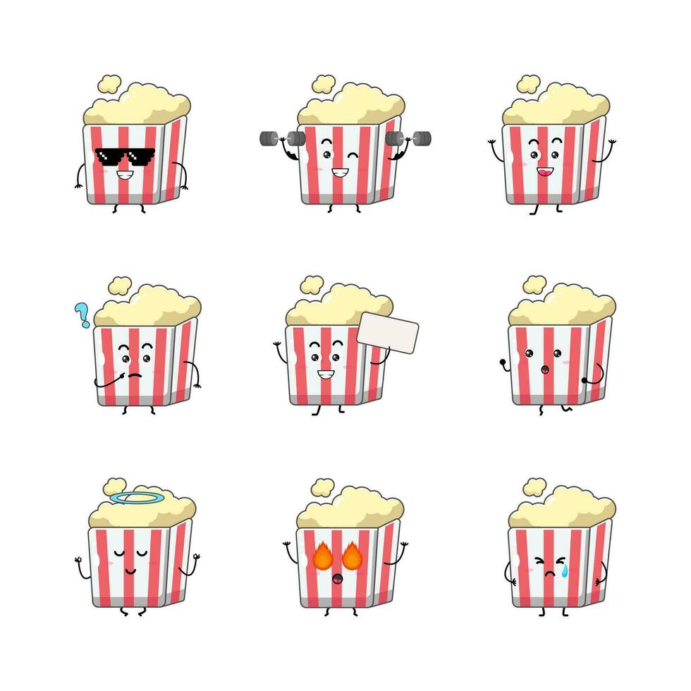 Cute popcorn character vector illustration